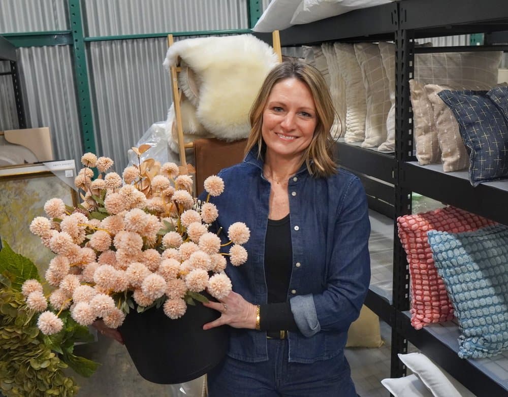 Becky in the staging warehouse